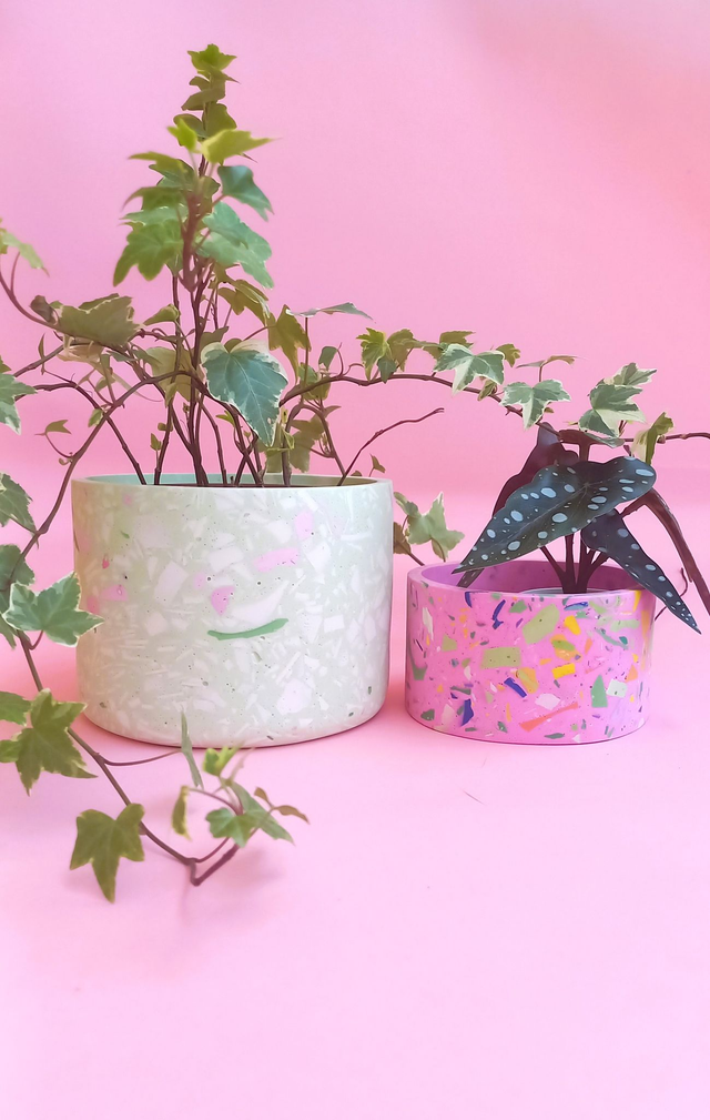 Osłonka na doniczkę pod makramę, pistacjowa doniczka, lastryko