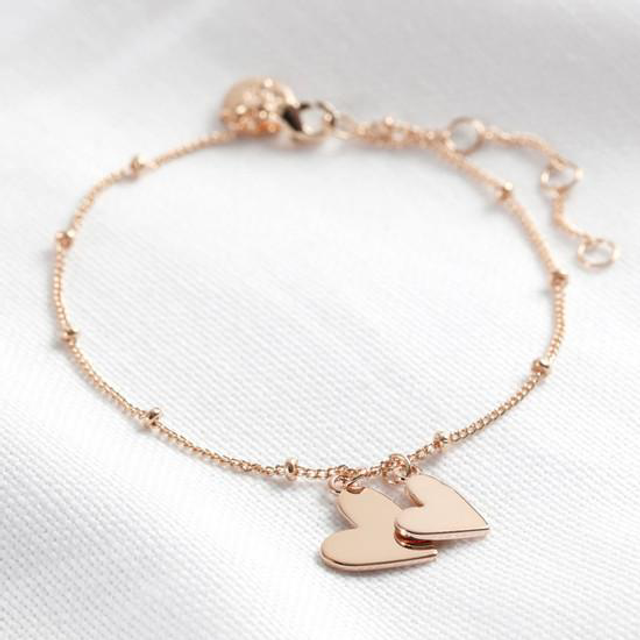 Lisa Angel Falling Double Hearts on satellite chain bracelet