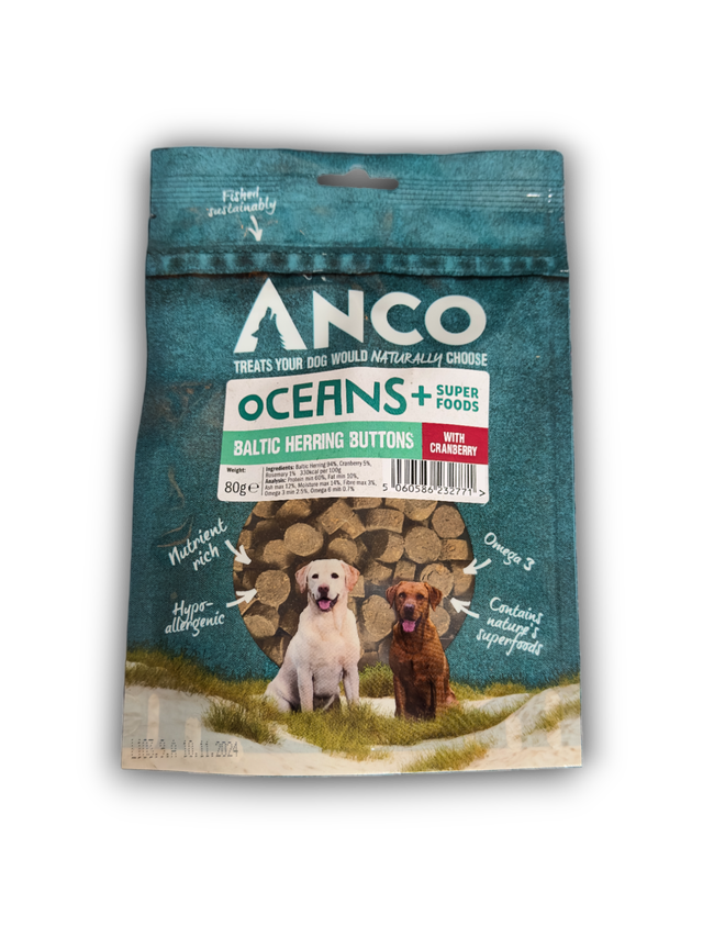 Oc+ Baltic Herring Buttons with Cranberry 80g