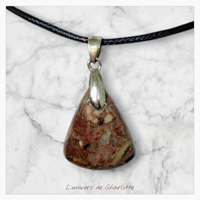 Pendentif &quot;Jaspe conglomérat&quot; PN-074