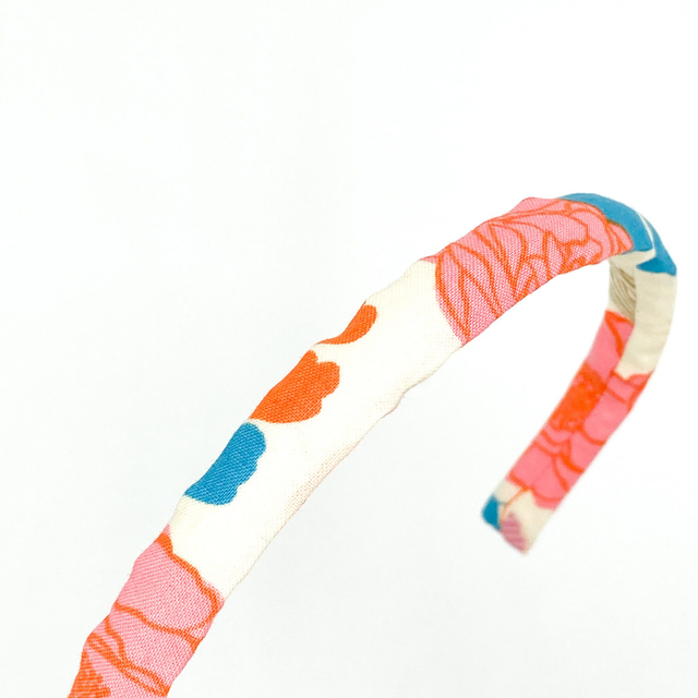 Narrow Alice Band - Cream Metallic Gold Floral