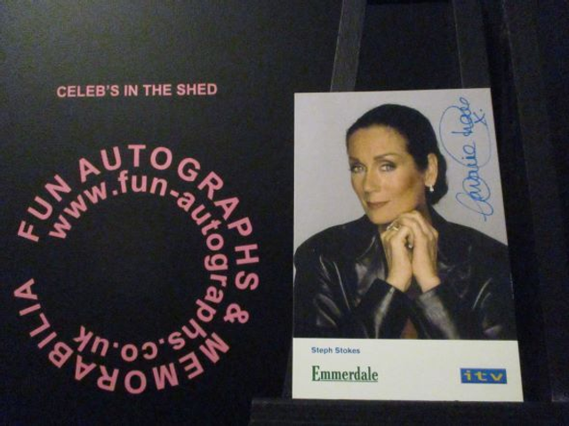 Lorraine Chase (Steph Stokes) Original Blue &amp; Yellow Itv Emmerdale Logo Pre-Print Cast Card