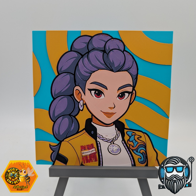 Tableau décoratif 3D Hueforge – Portrait graphique moderne – Impression 3D PLA 200 x 200 mm