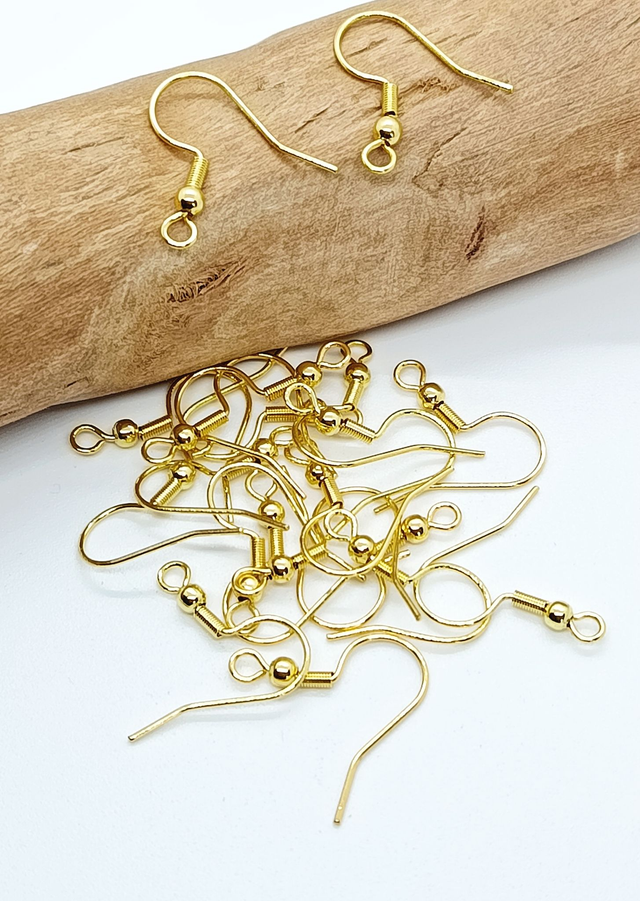 Lot de 20 crochets d&#039;oreilles doré