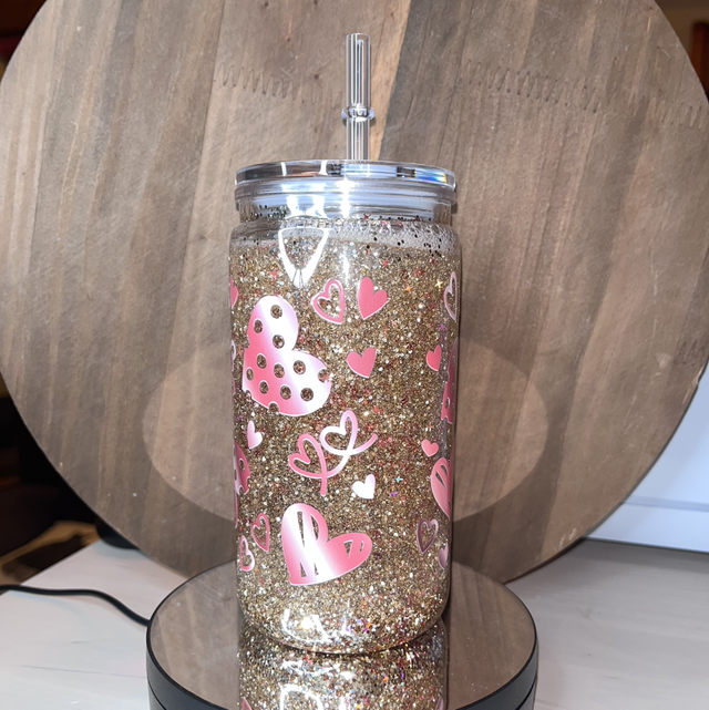 CANETTE SNOWGLOBE GLITTER CŒUR 