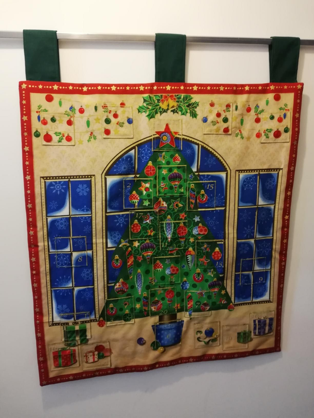 Christmas Tree in Window Advent Calendar Wall Hanging