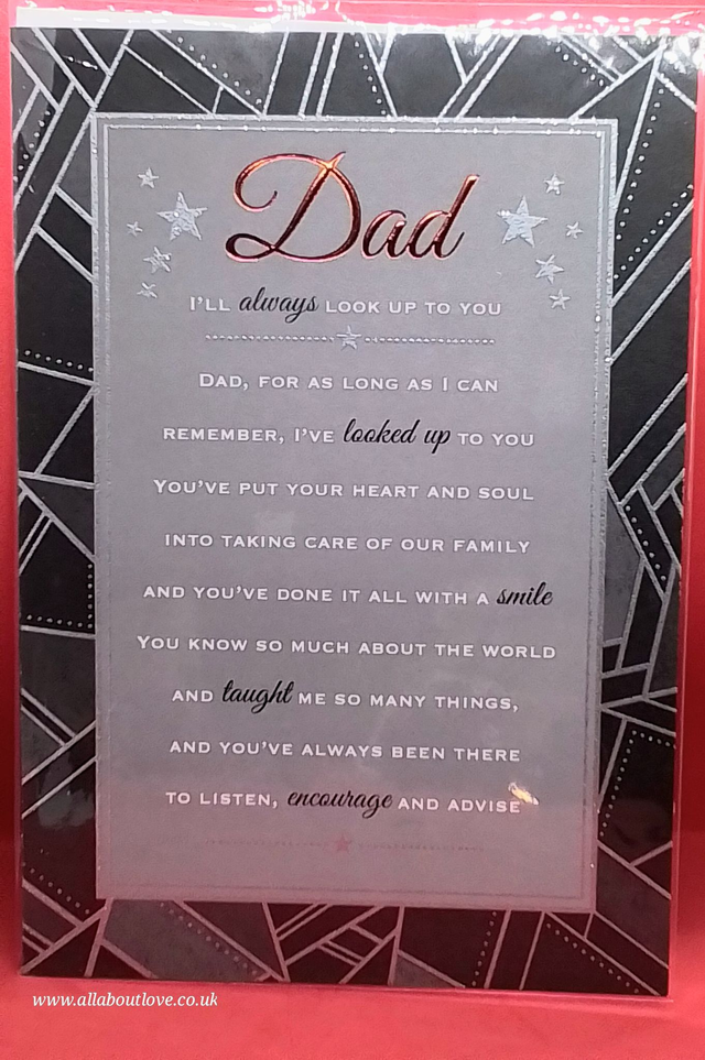 Dad Birthday Card Modern Design Sentiment Words.