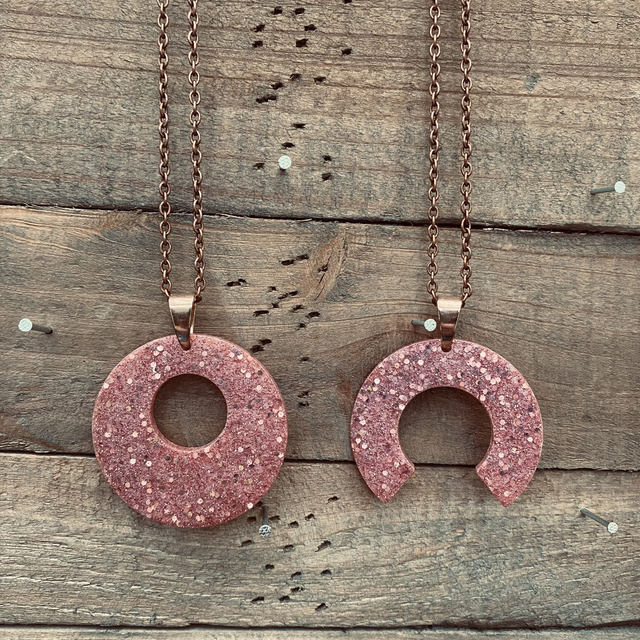 Collier Glitter Rose poudrée