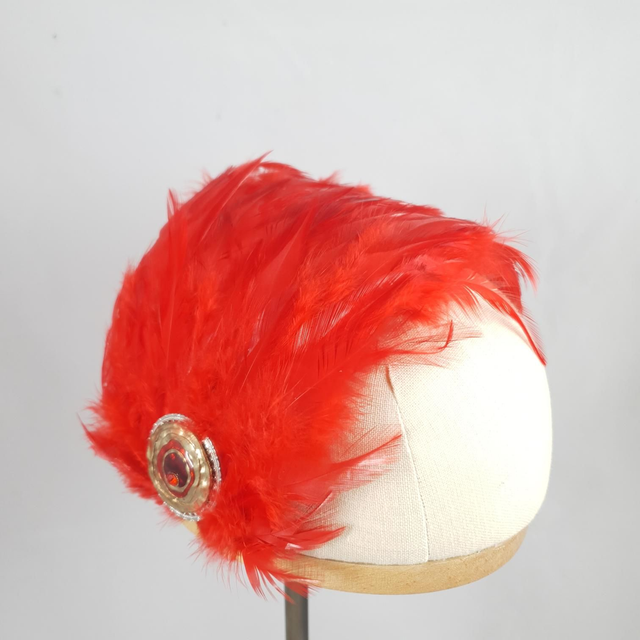 Fascinator bandeau en plumes rouges