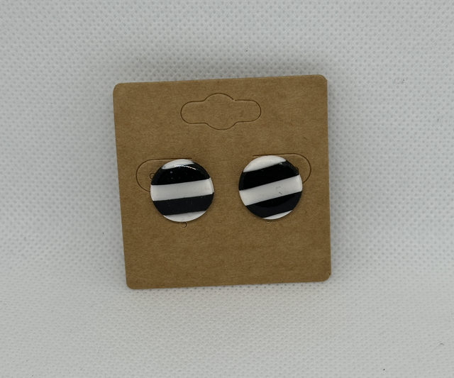 Ohrstecker Streifen Schwarz/Weiss