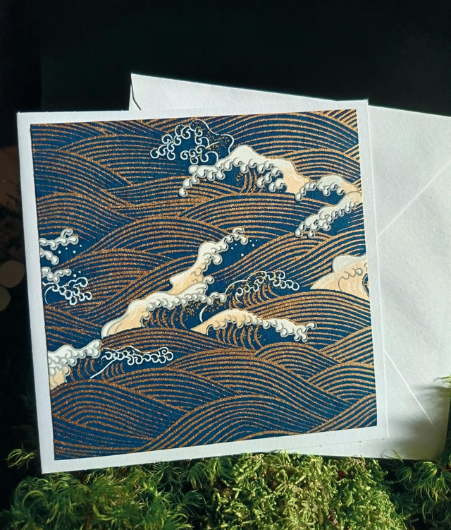 Carte - enveloppe - papier washi - vague - La&amp;Titia 
