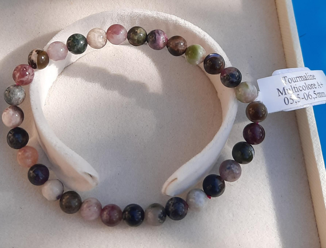 Bracelet boule 5,5-6,5mm Tourmaline multicolore A+