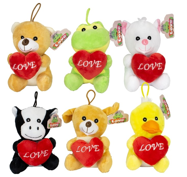 Animaux en peluche avec cœur LOVE (14 cm)