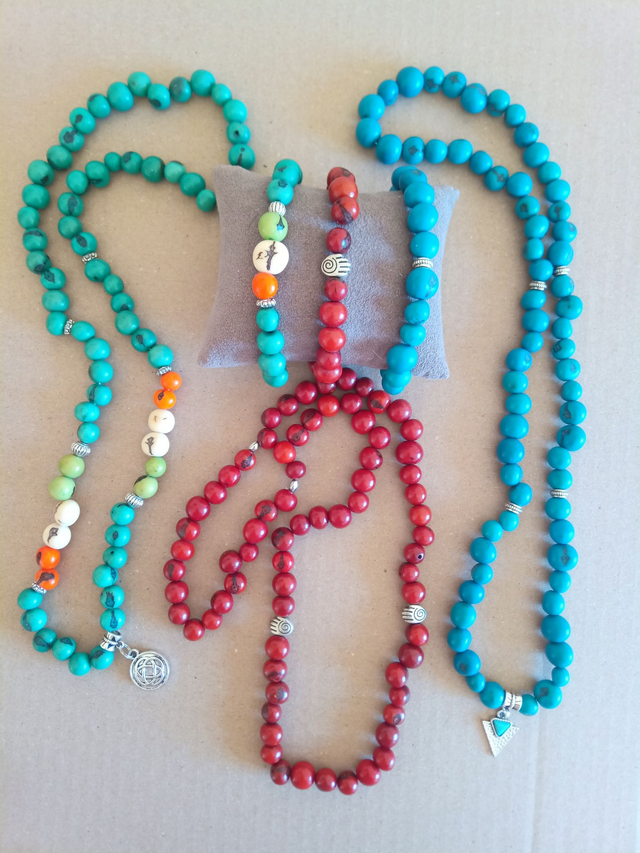 Ensemble Collier et Bracelet en Graines d'Açaï colorées