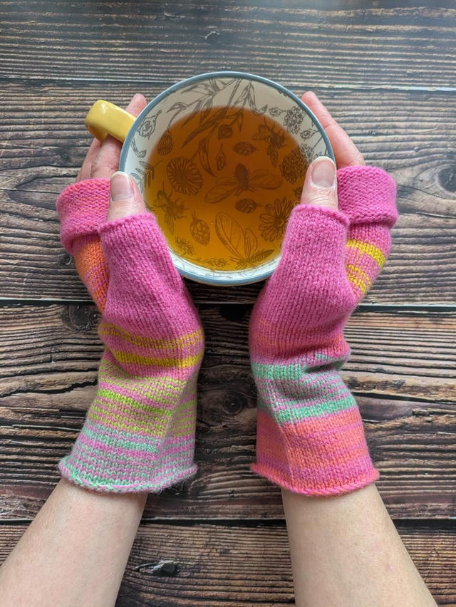 Pink Sunset Fingerless Mitts 