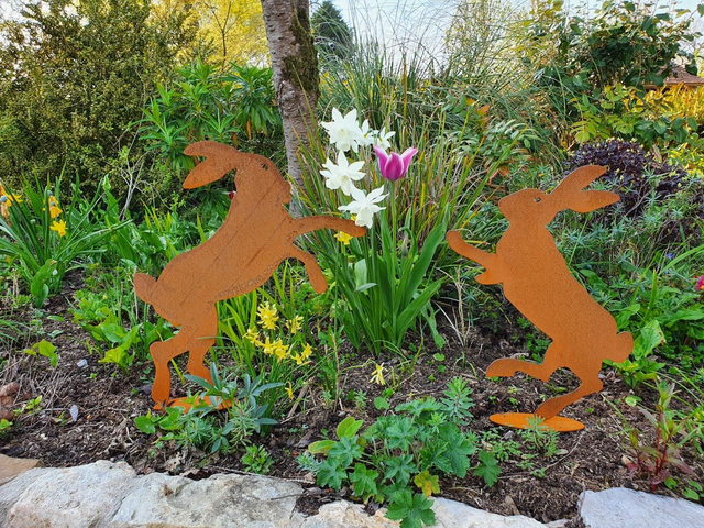 Pair of Boxing Hares Silhouettes 