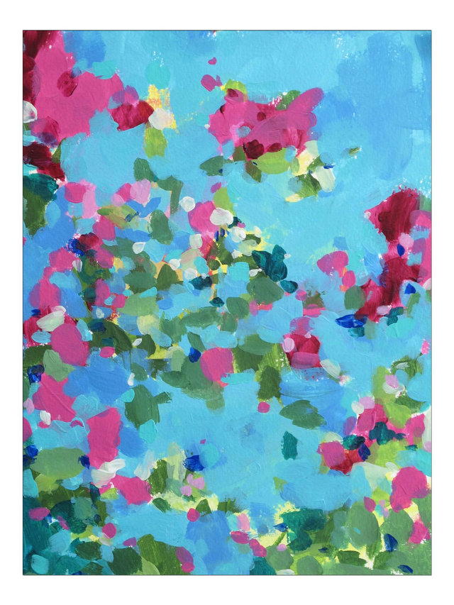 Magnolia abstrait - peinture originale acrylique sur papier