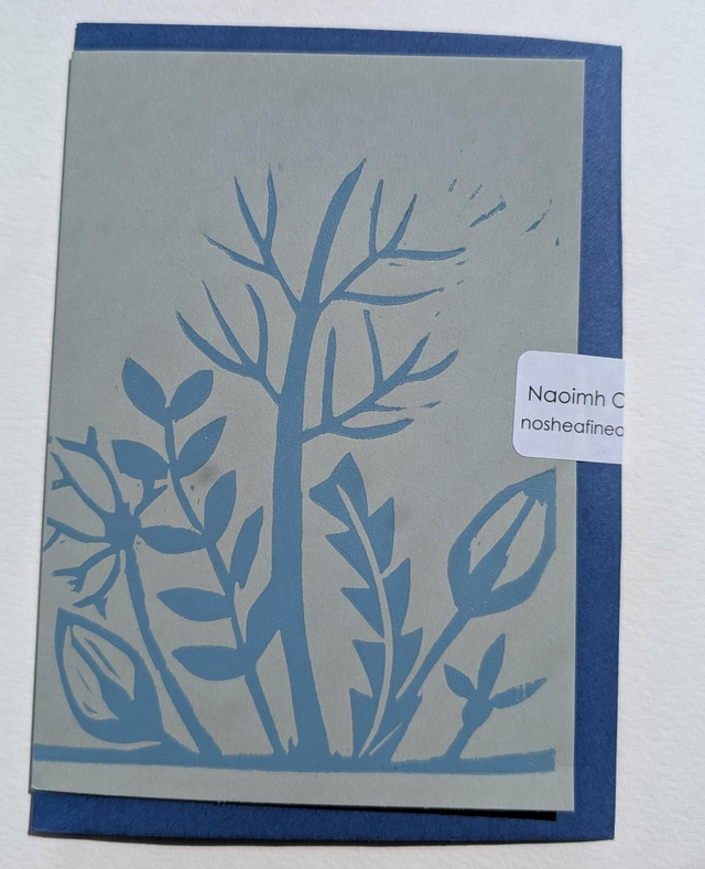 Blue on Grey Hand Print Card