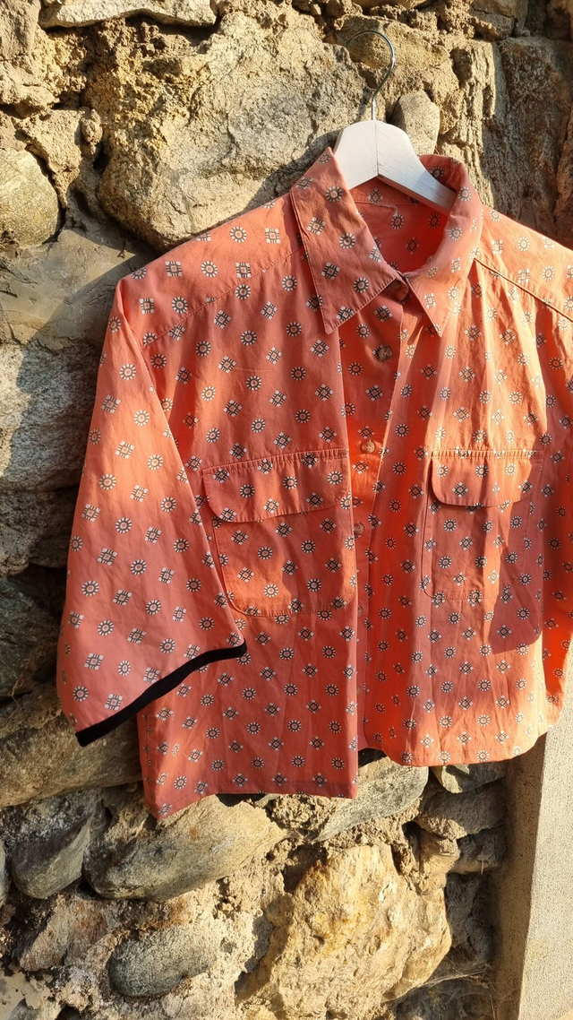 Chemise upcyclé motifs saumon