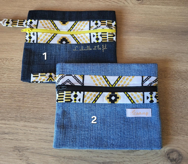 Pochette à soufflet- wax jaune et doré 