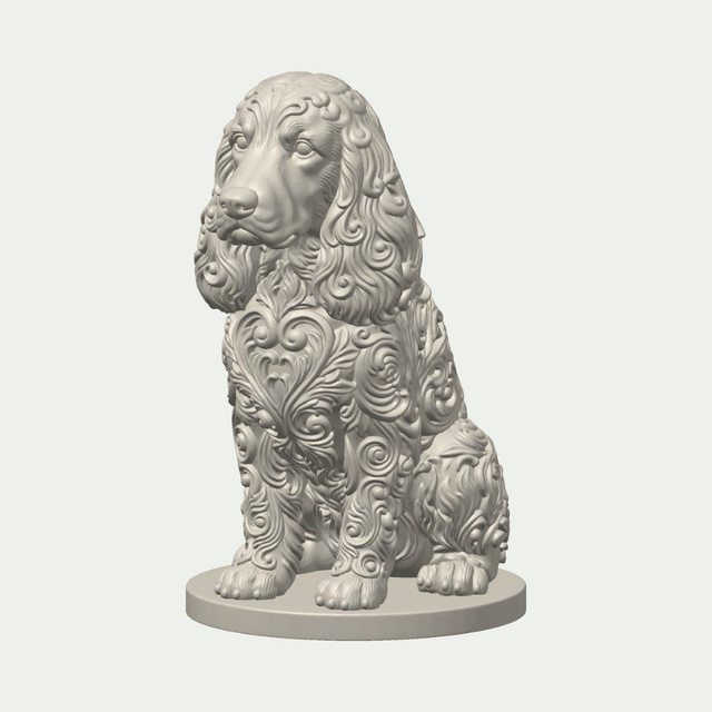 English Cocker Spaniel Statue on Round Plinth