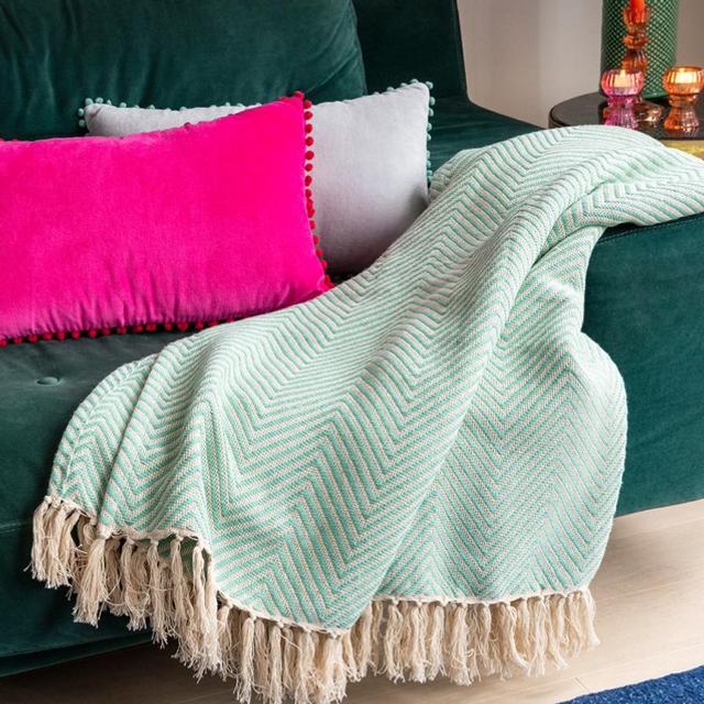 Green Herringbone Throw