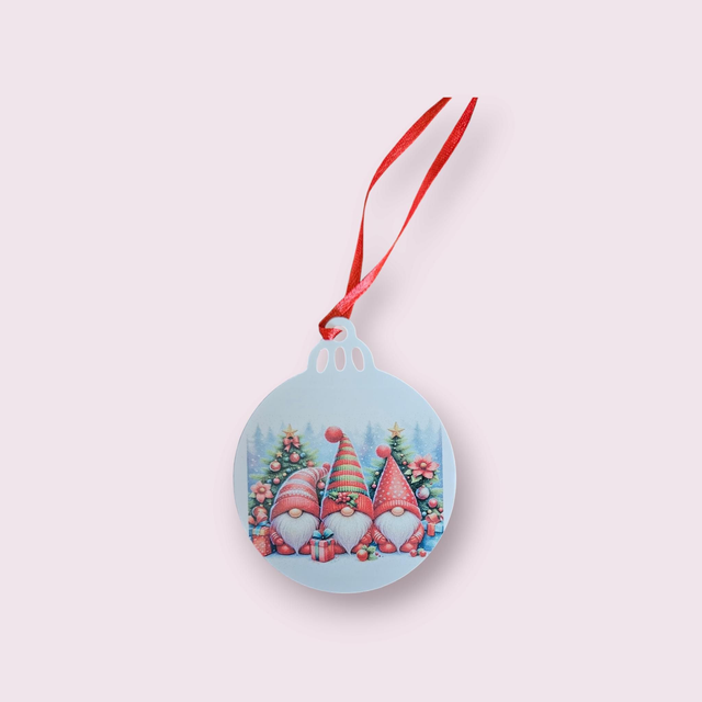 Boule de Noël attache avec gnomes 