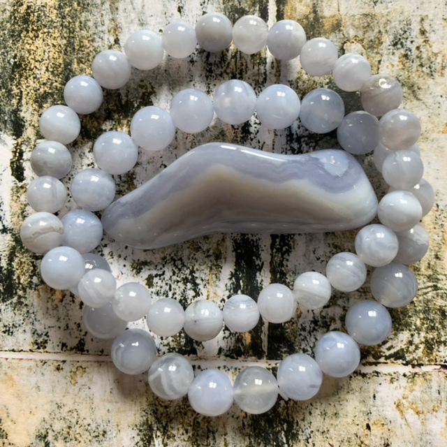 Bracelet Calcédoine Bleu A  Namibie