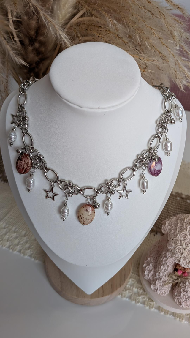 Celestial pearl and jasper necklace 