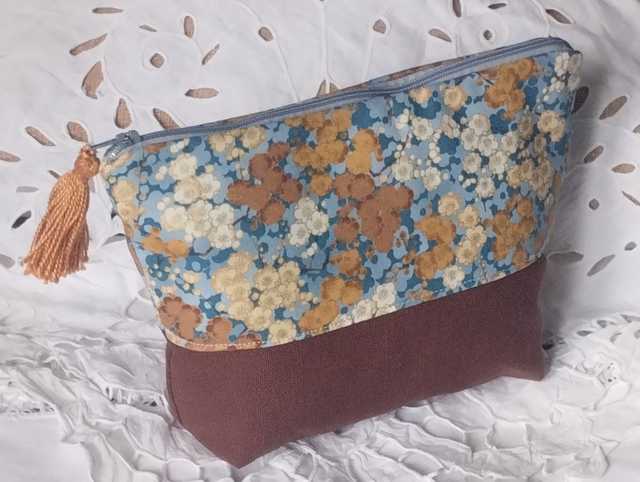 trousse pochette "fleurs au Japon" tissu doublée zip