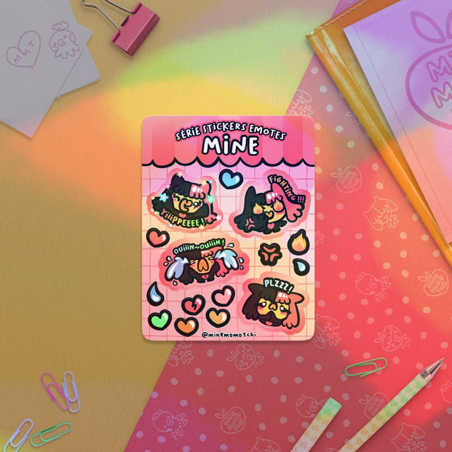 Planche de Stickers Holo ♡ Série Emotes - Mine