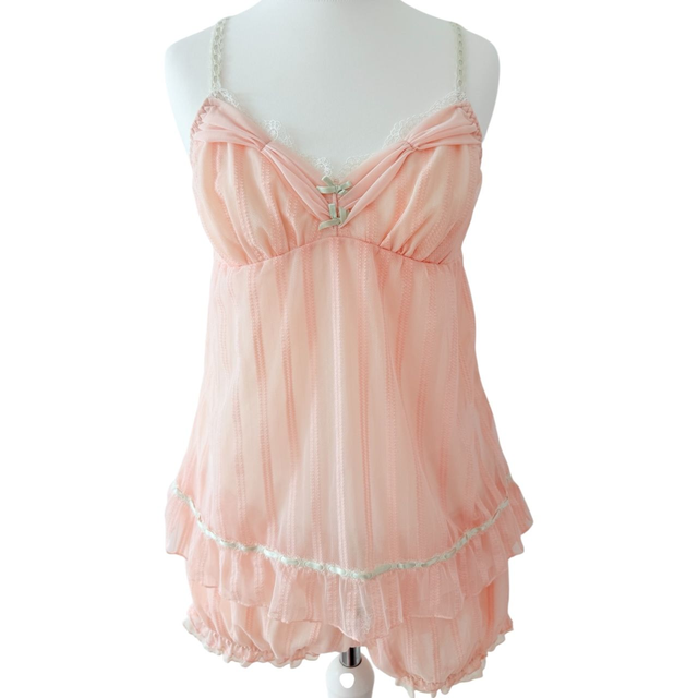 japanese brand pastel pink pinstripe cami and shorts loungewear pyjama set