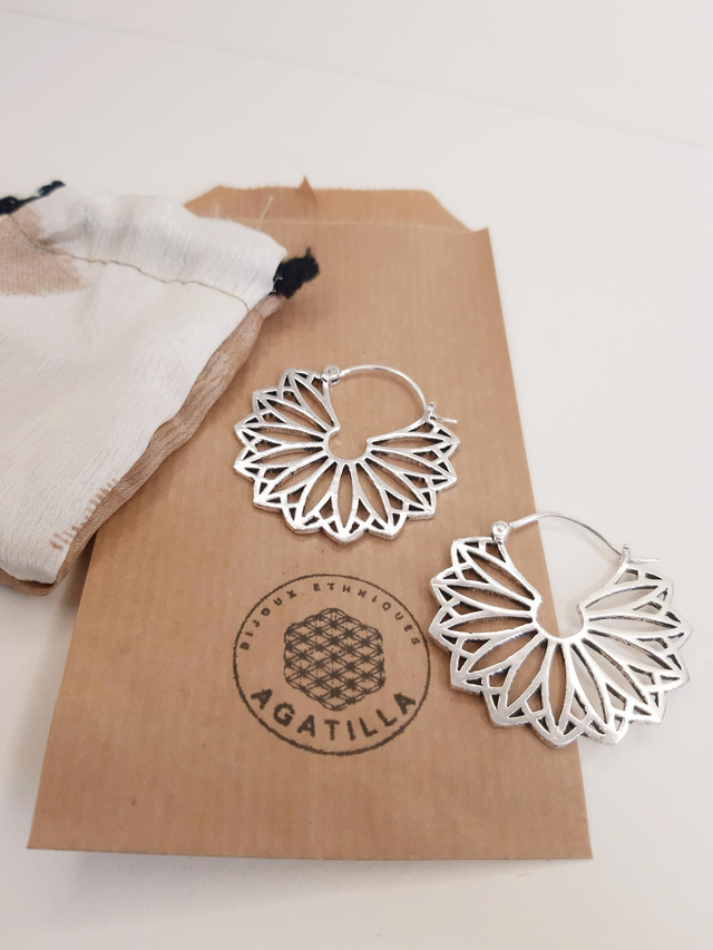 BOUCLE VITRAIL MANDALA ETHNIQUE BOHÈME HIPPIE