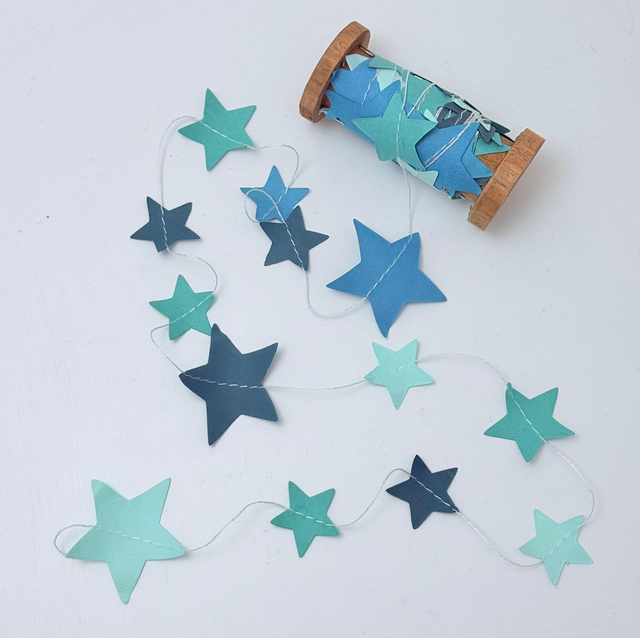 Papiergirlande Sterne türkis 5m