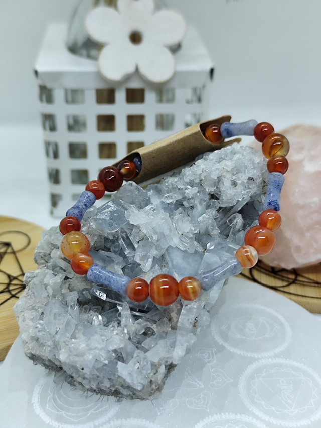 Cornaline, aventurine bleue 