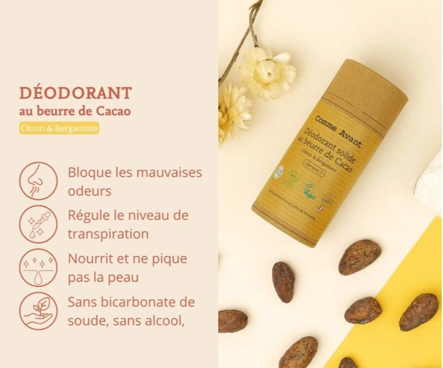 Déodorant solide citron &amp; bergamote "Comme Avant" 