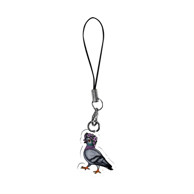 Pigeon Flower Crown Acrylic Phone Charm