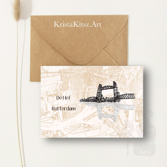 Ansichtkaart de Hef Rotterdam | liggende kaart | met envelop of postkaart zonder | stadskaart