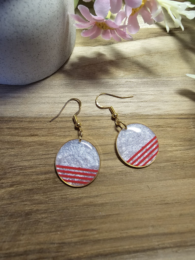 Boucles d'oreilles 20mm OR -"Un Cœur à la Mer" — L'élégance au rythme des vagues-rayer rouge