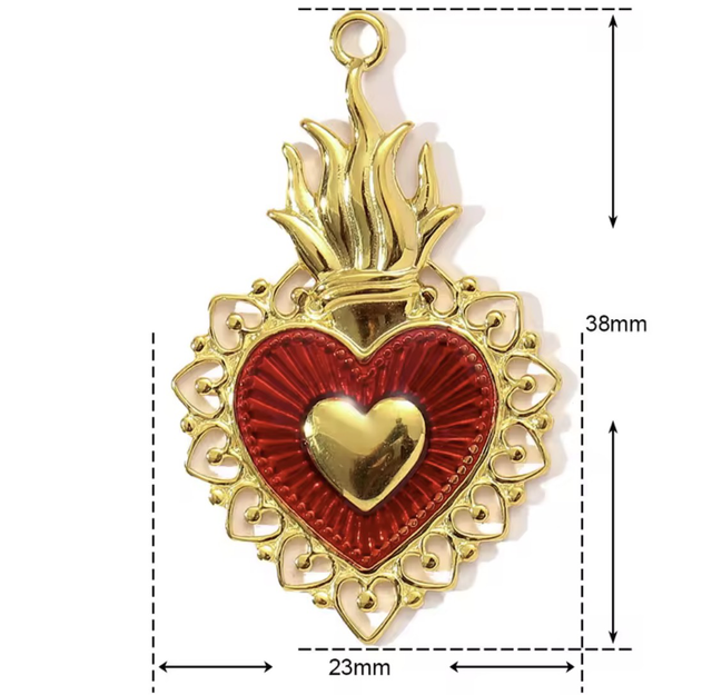 Charm cuore sacro maxi bordeaux  