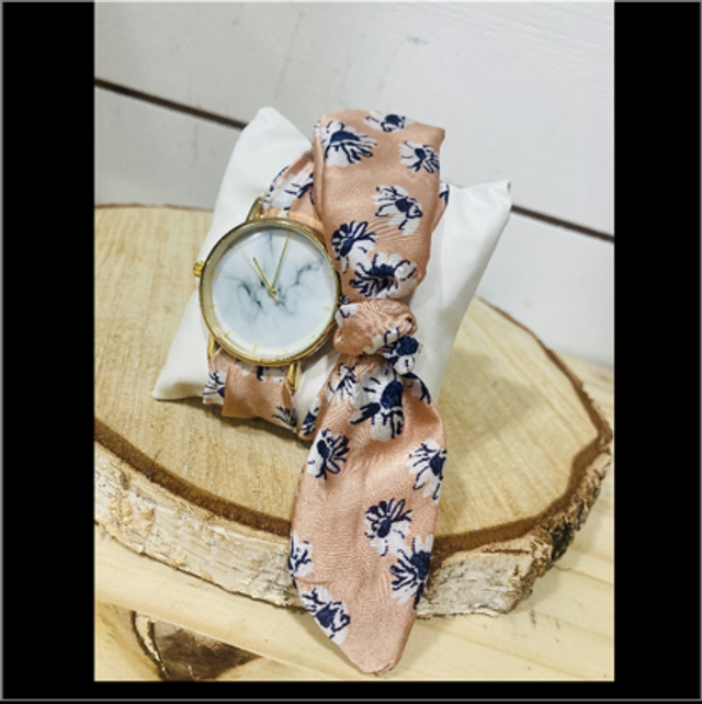 Montre à nouer viscose rose