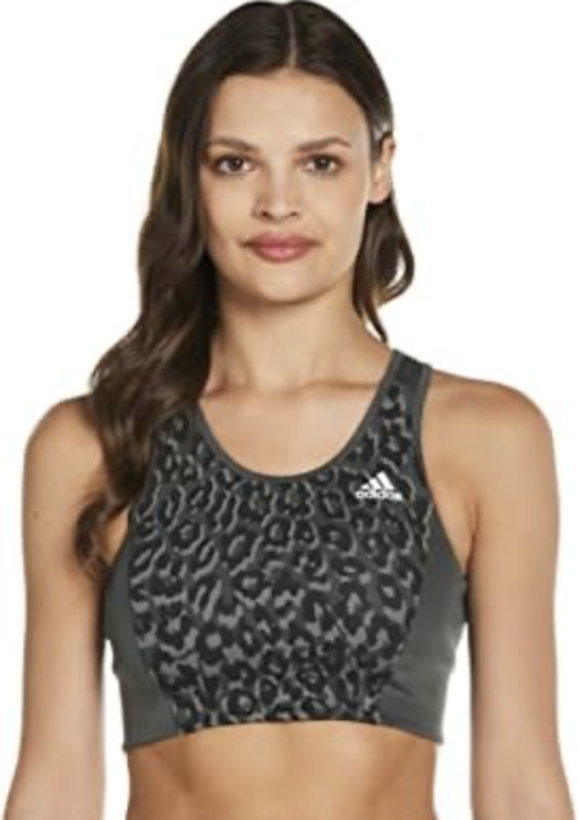 Adidas Ladies sports Bra LeopardP print/Grey  RRP £22.99