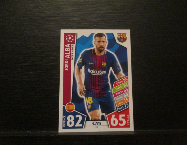 Jordi Alba - UEFA Champions League Match Attax 2017/18 Original Trading Card #25