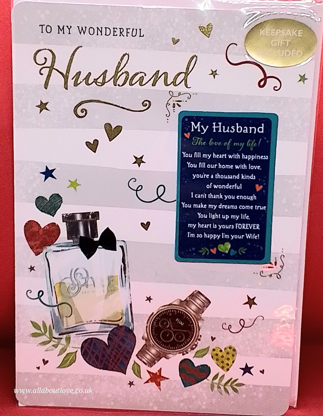 Husband Birthday Card Sentiment Words Keepsake Card Included 