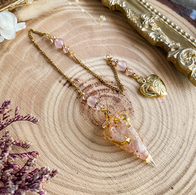 Pendule quartz rose médaillon photo