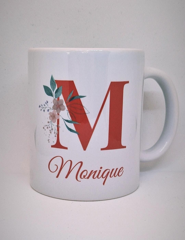 Mug personnalisé - Lettre fleurie + prénom 