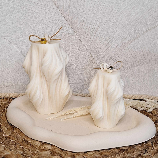 Duo de bougies voilage avec plateau