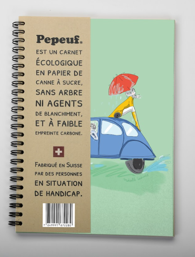 Carnet A5 de la marque Pepeuf portant une illustration faite par Moiselle Isaure appelée "Deux chevaux"