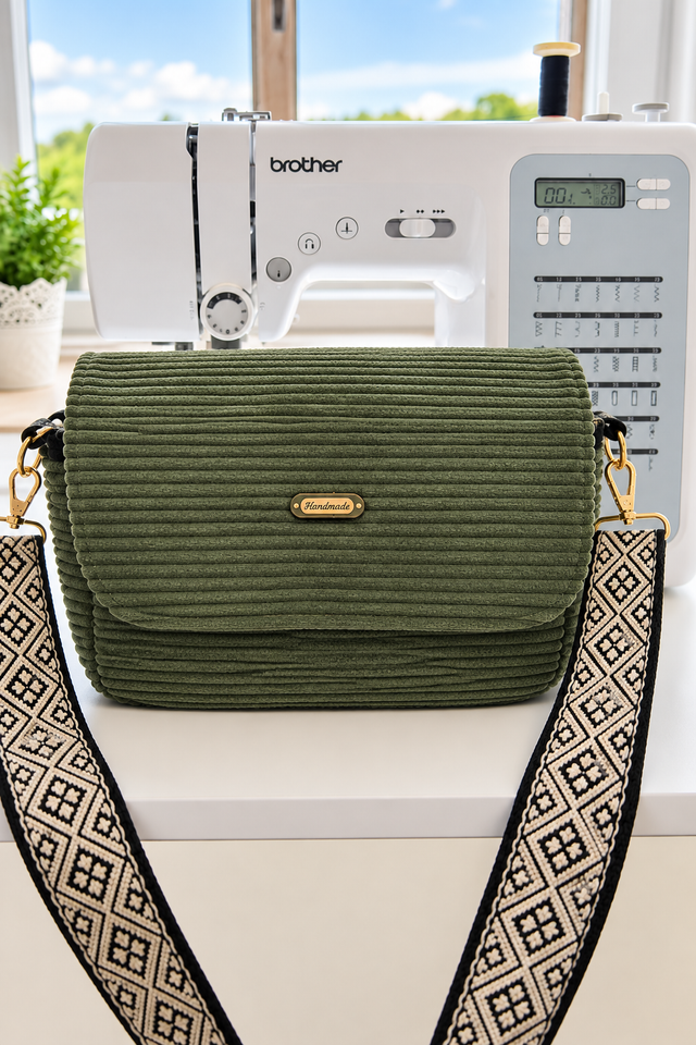 Sac pink pearl velours vert kaki 