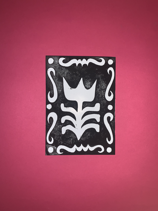 Carte postale linogravure originale &quot;Motif&quot;